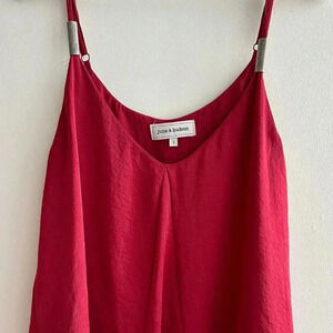 june & hudson Dark Red Flowy Tank Top, Bohemian Blouse, Eclectic Top, Size 1